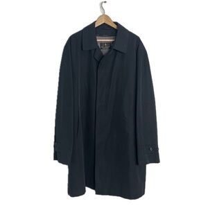 Bill Blass Trench Coat Jacket Black Gray Removable Liner Minimalist Basic Sz 44L